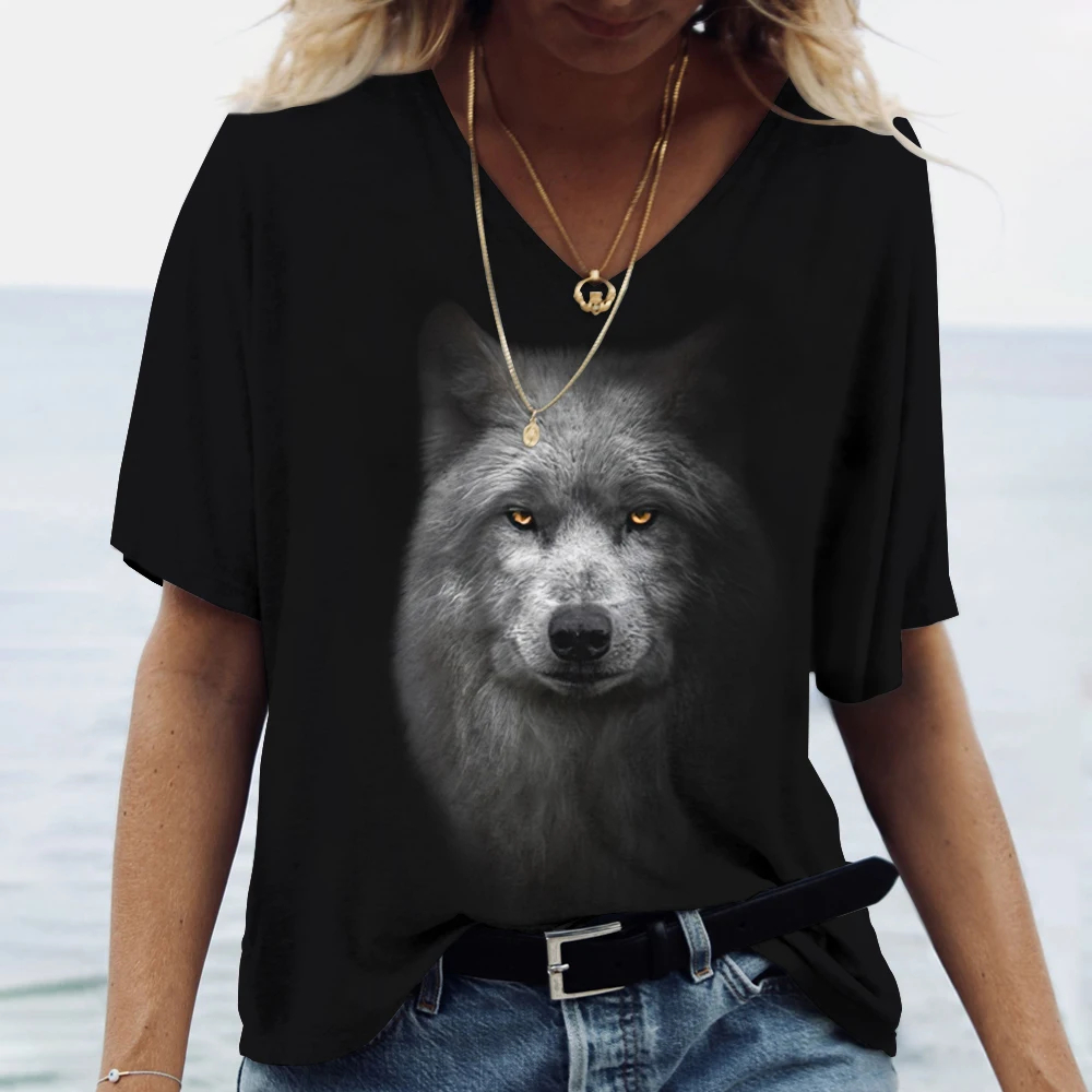 3D Wolf Flower Print Women's T - 3D Printing Figure ulasan dan harga